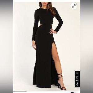 Lulus Going for the Wow Black Long Sleeve Cutout Maxi Dress